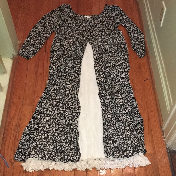 🍂🍁 Fall Free People Inspired VTG 90s Ci Siamo Floral Maxi Dress Sz OSFM - Picture 3 of 8